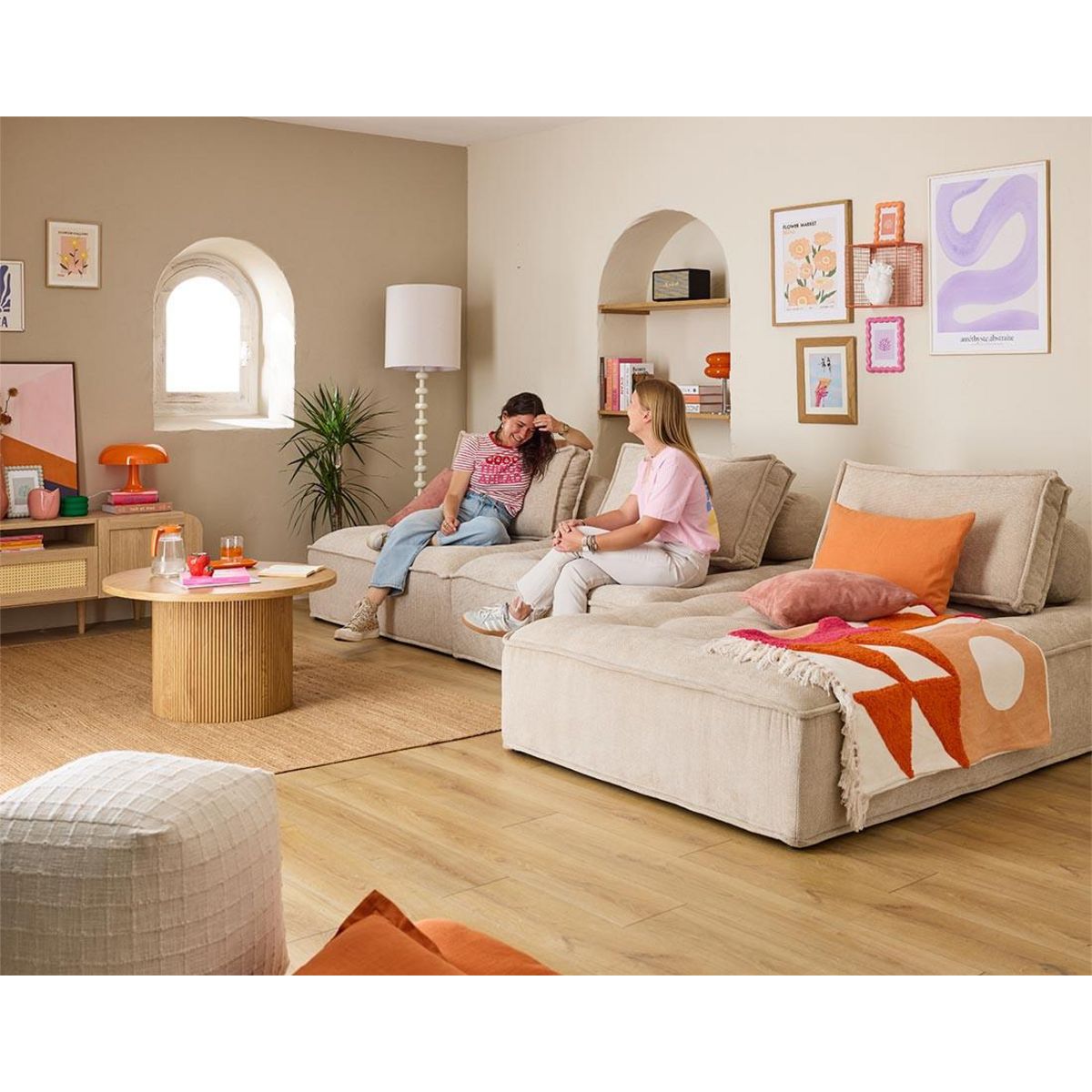 LISA DESIGN Marisol - canapé d'angle modulable 4 places - velours texturé