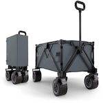 KINDERKRAFT Brouette pliable 130 l tige telescopique roues 360. Coloris disponibles : Gris, Bleu, Noir