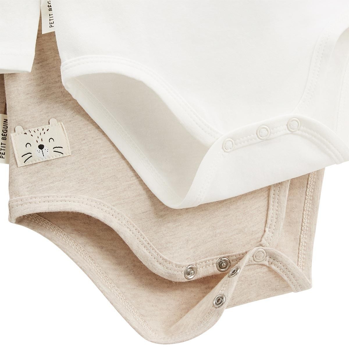 Petit Béguin Lot de 2 bodies bébé col roulé manches longues Cracotte