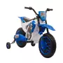HOMCOM Moto cross électrique enfant 3 à 5 ans 12 V 3-8 Km/h  avec roulettes latérales amovibles dim. 106,5L x 51,5l x 68H cm bleu