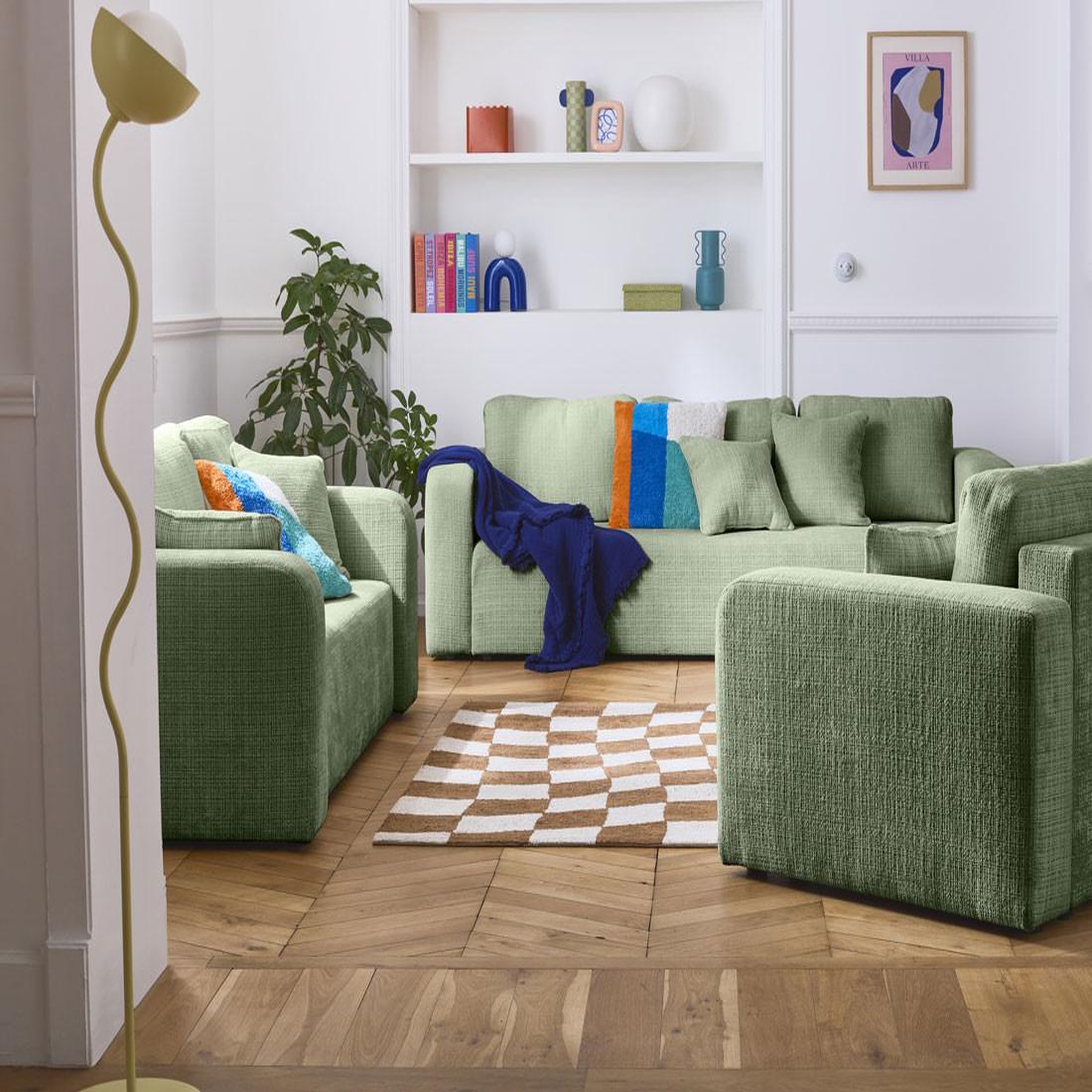 Voir la diapositive 4 : BEST MOBILIER Miro - canapé droit 3 places - convertible avec coffre - en velours texturé