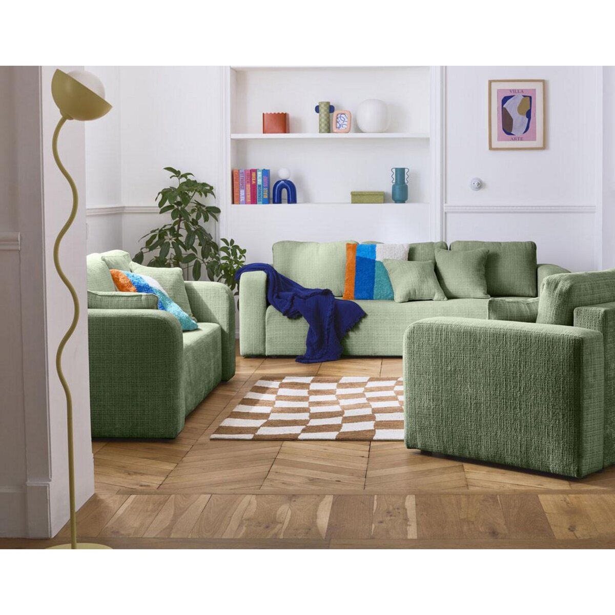 BEST MOBILIER Miro - canapé droit 3 places - convertible avec coffre - en velours texturé