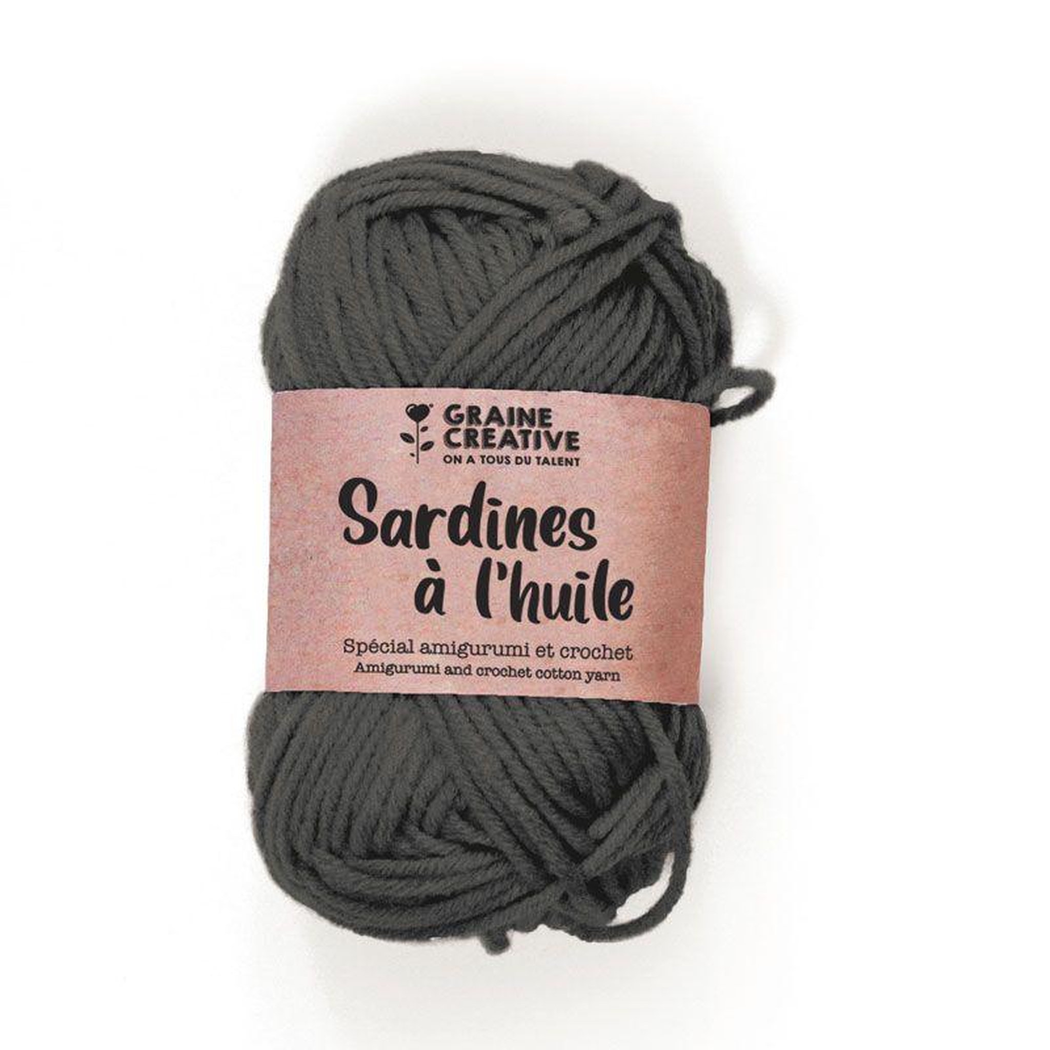Graine créative Fil de coton spécial crochet et amigurumi 55 m - gris foncé
