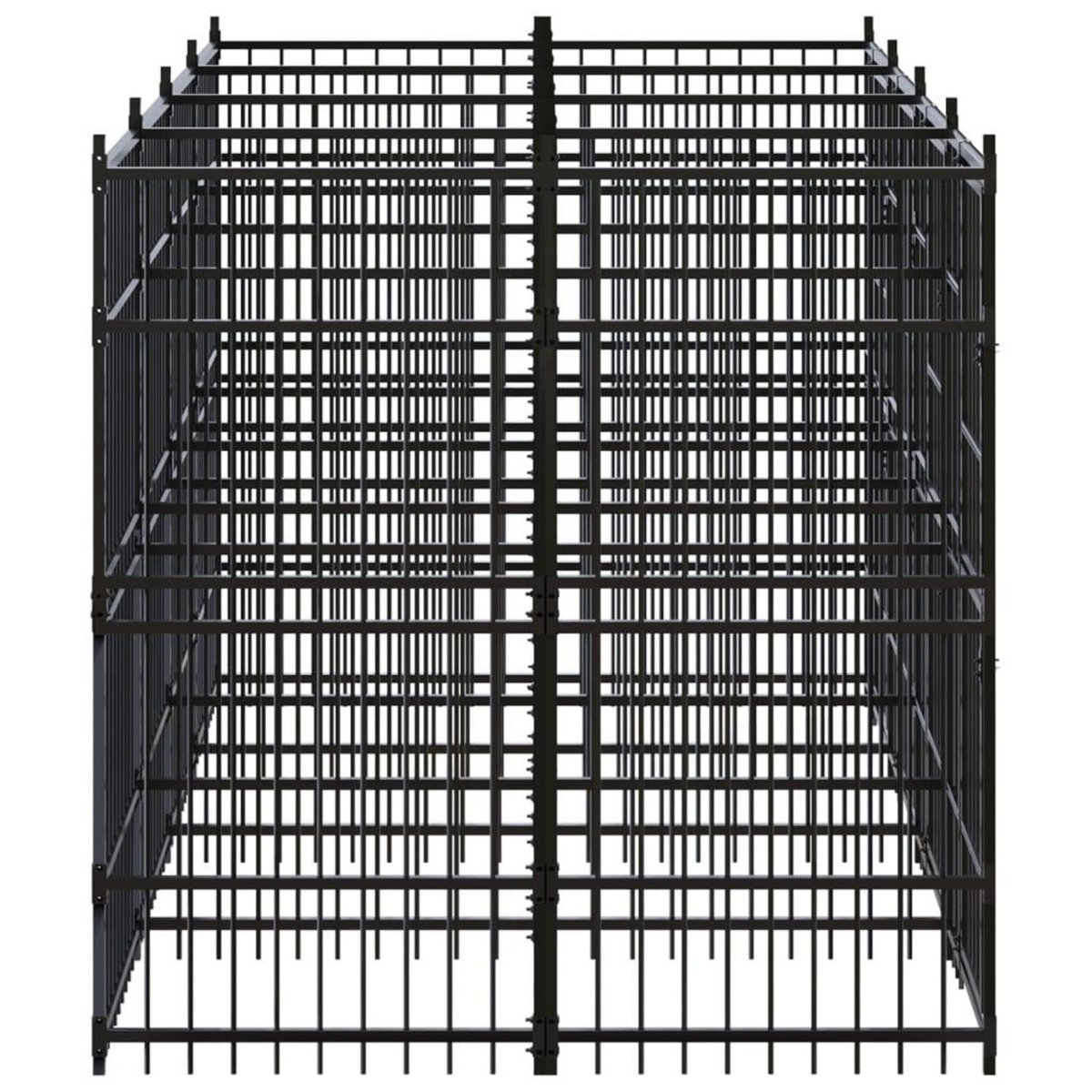 VIDAXL Chenil d'exterieur pour chiens Acier 7,37 m²