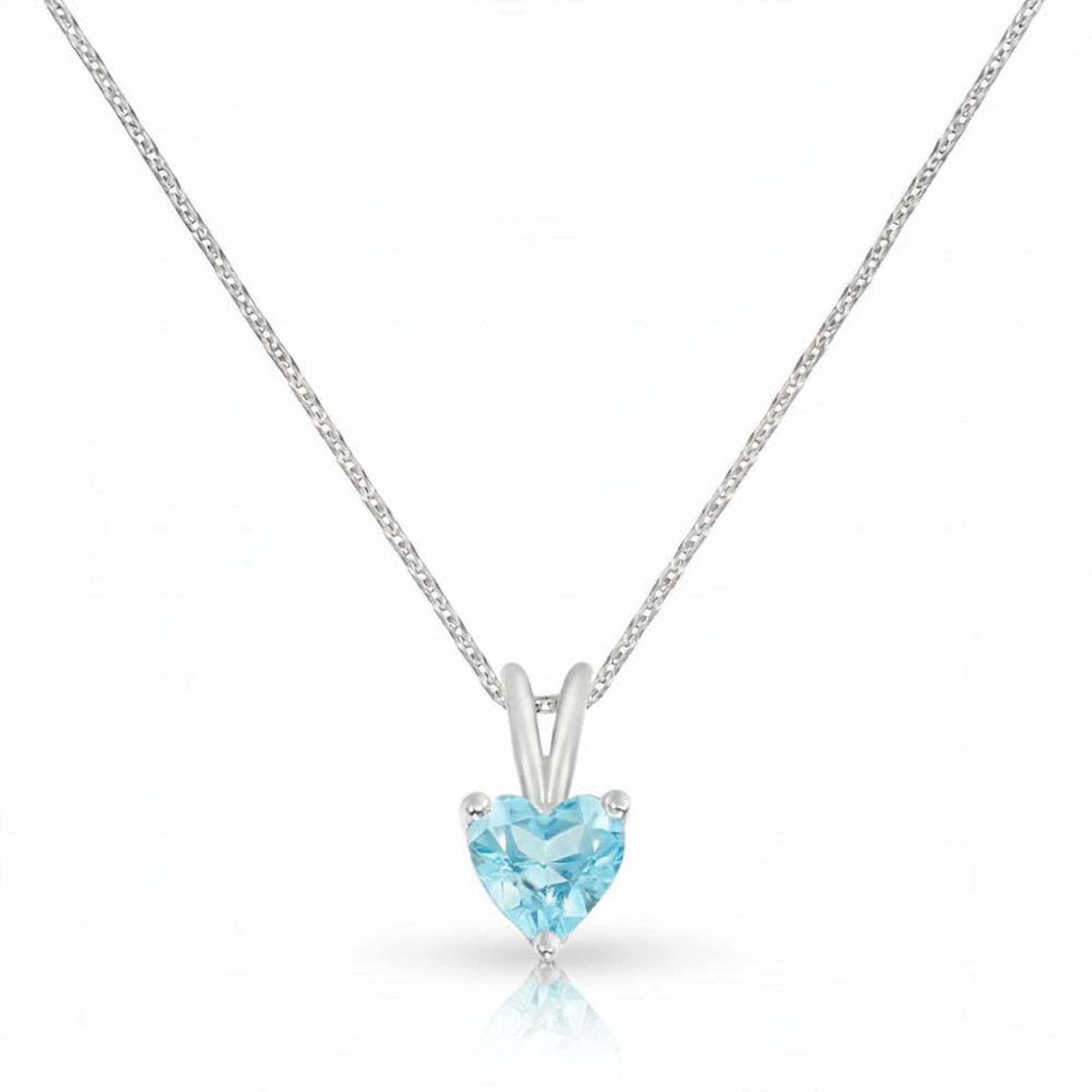 L'ATELIER D'AZUR Collier - Pendentif Or Blanc Topaze Bleue Coeur - Femme