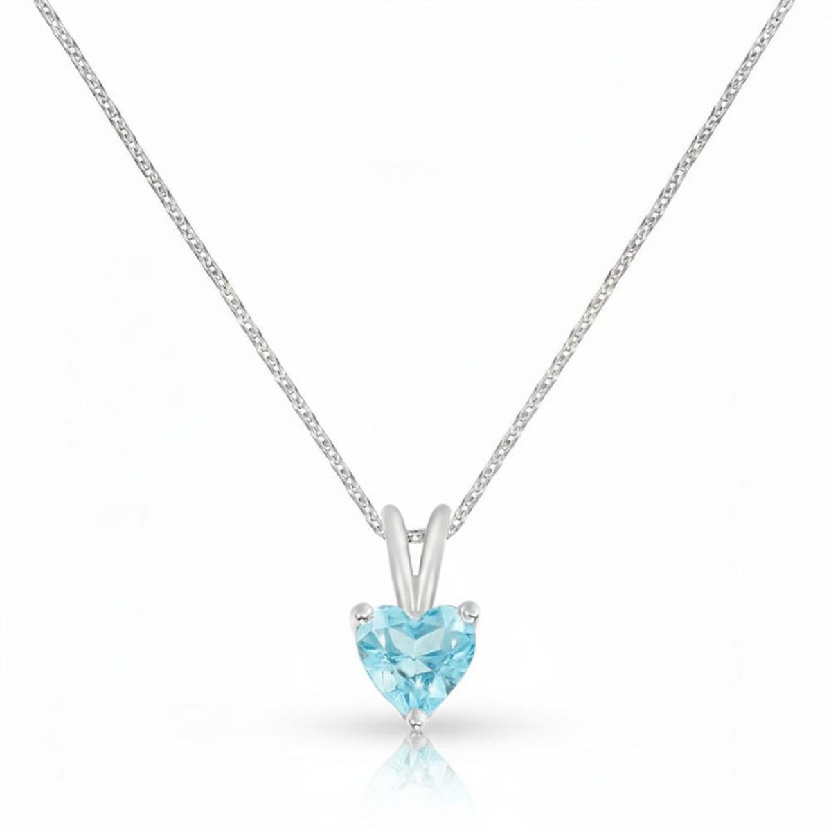 L'ATELIER D'AZUR Collier - Pendentif Or Blanc Topaze Bleue Coeur - Femme