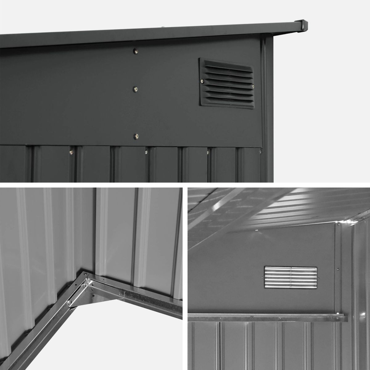 SWEEEK Abri de jardin acier 8.96m² avec kit d'ancrage anthracite L 277.5 x l 322 x H 203 cm - Ornay