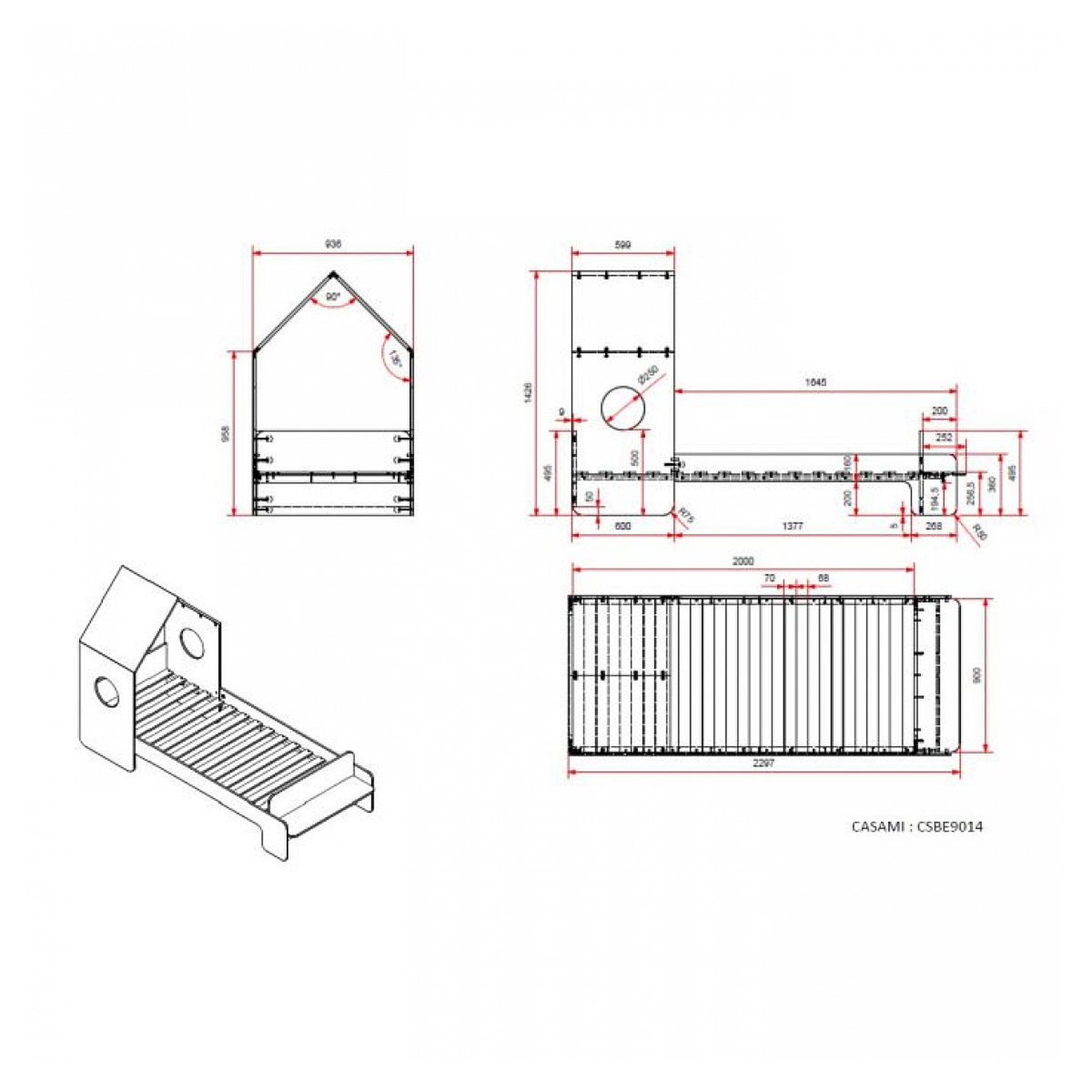 Voir la diapositive 5 : Paris Prix Pack - Lit Cabane Enfant & Étagère  Casami  90x140cm Blanc