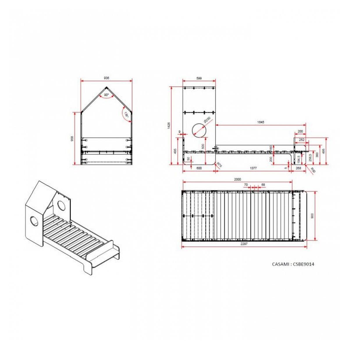 Paris Prix Pack - Lit Cabane Enfant & Étagère  Casami  90x140cm Blanc