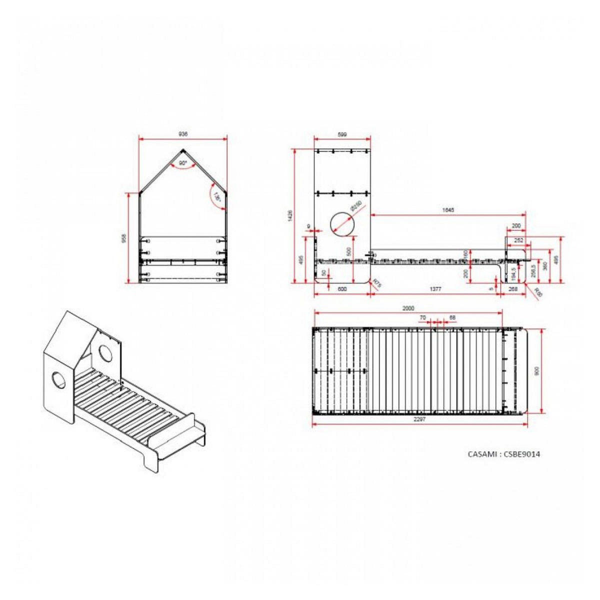 Paris Prix Pack - Lit Cabane Enfant & Étagère  Casami  90x140cm Blanc