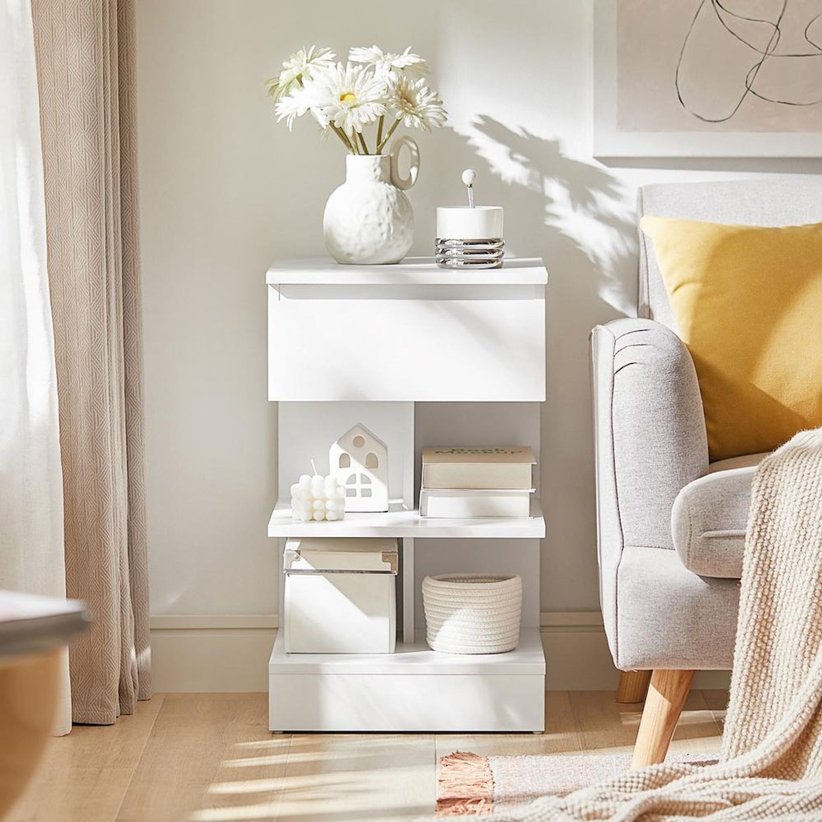 SOBUY SoBuy - Lot De 2 Tables De Chevet à 1 tiroir - Moderne - FBT49X2