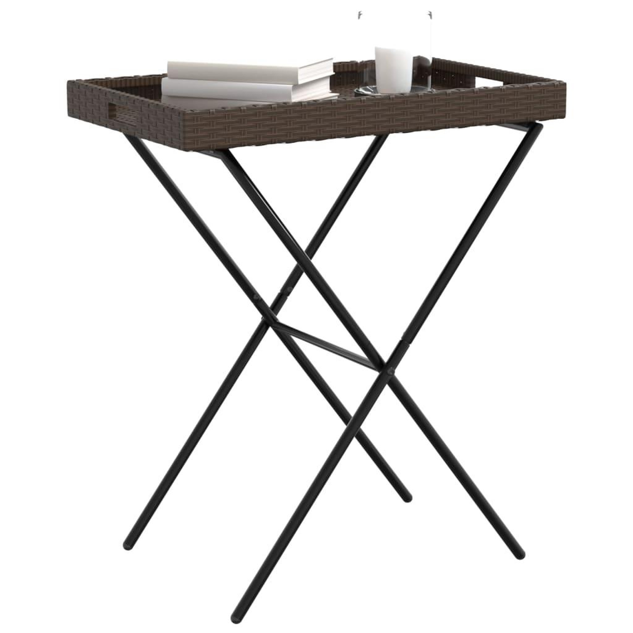 Voir la diapositive 4 : VIDAXL Table a plateau pliable marron 65x40x75 cm resine tressee