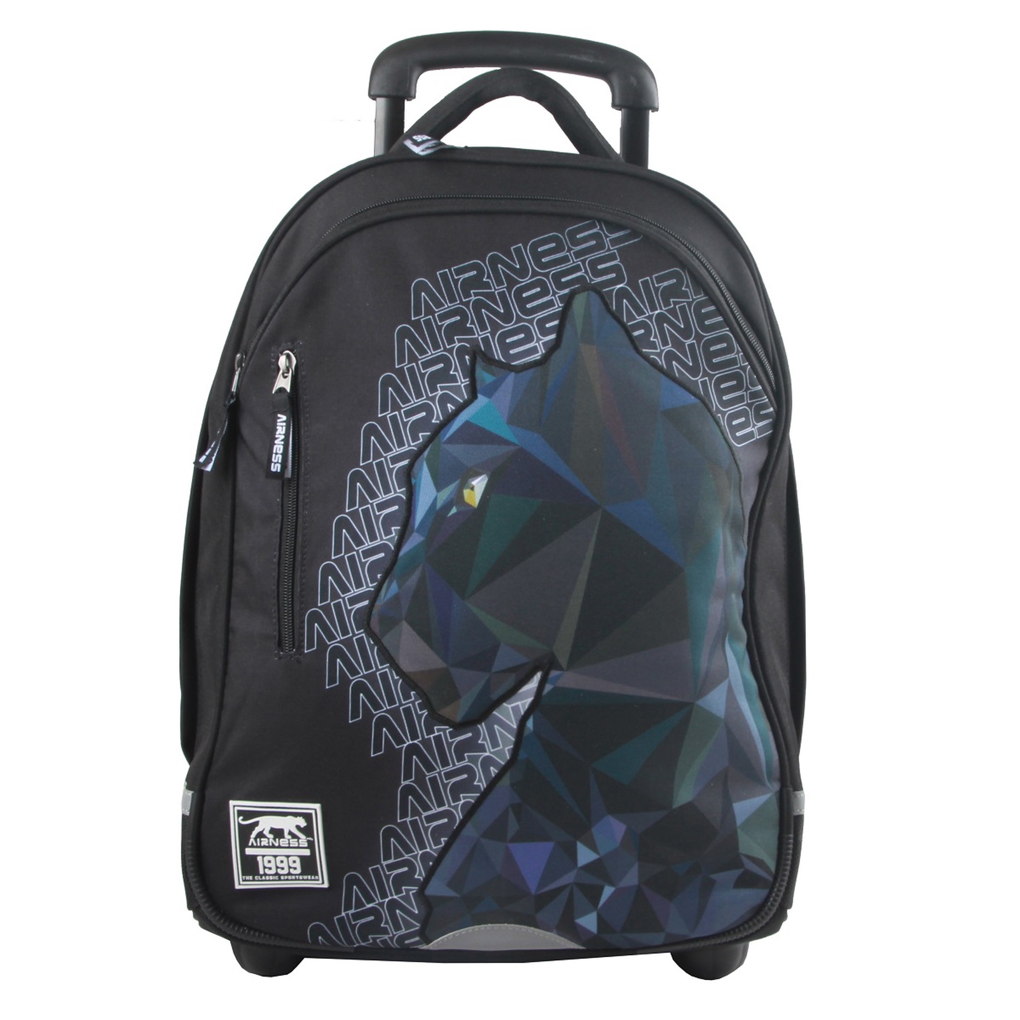 Voir la diapositive 1 : AIRNESS Sac à roulettes CM1/CM2 noir panthère