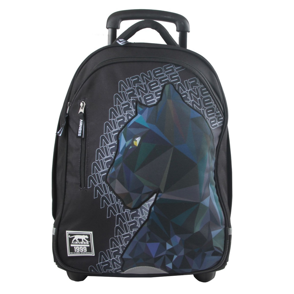AIRNESS Sac à roulettes CM1/CM2 noir panthère
