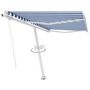 Voir la diapositive 4 : VIDAXL Auvent manuel retractable sur pied 300x250 cm Bleu/Blanc