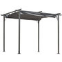 Voir la diapositive 1 : OUTSUNNY Pergola rétractable 3L x 3l x 2,30H m structure métal époxy anticorrosion noire + toile polyester haute densité 180 g/m² incluse gris