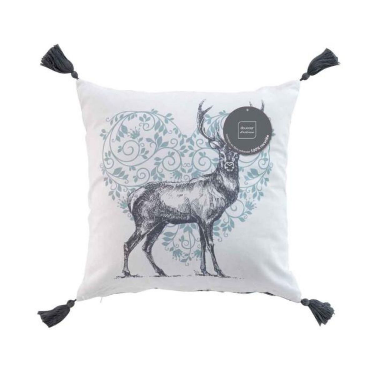 Paris Prix Coussin Déco Tissé  Megève  40x40cm Bleu