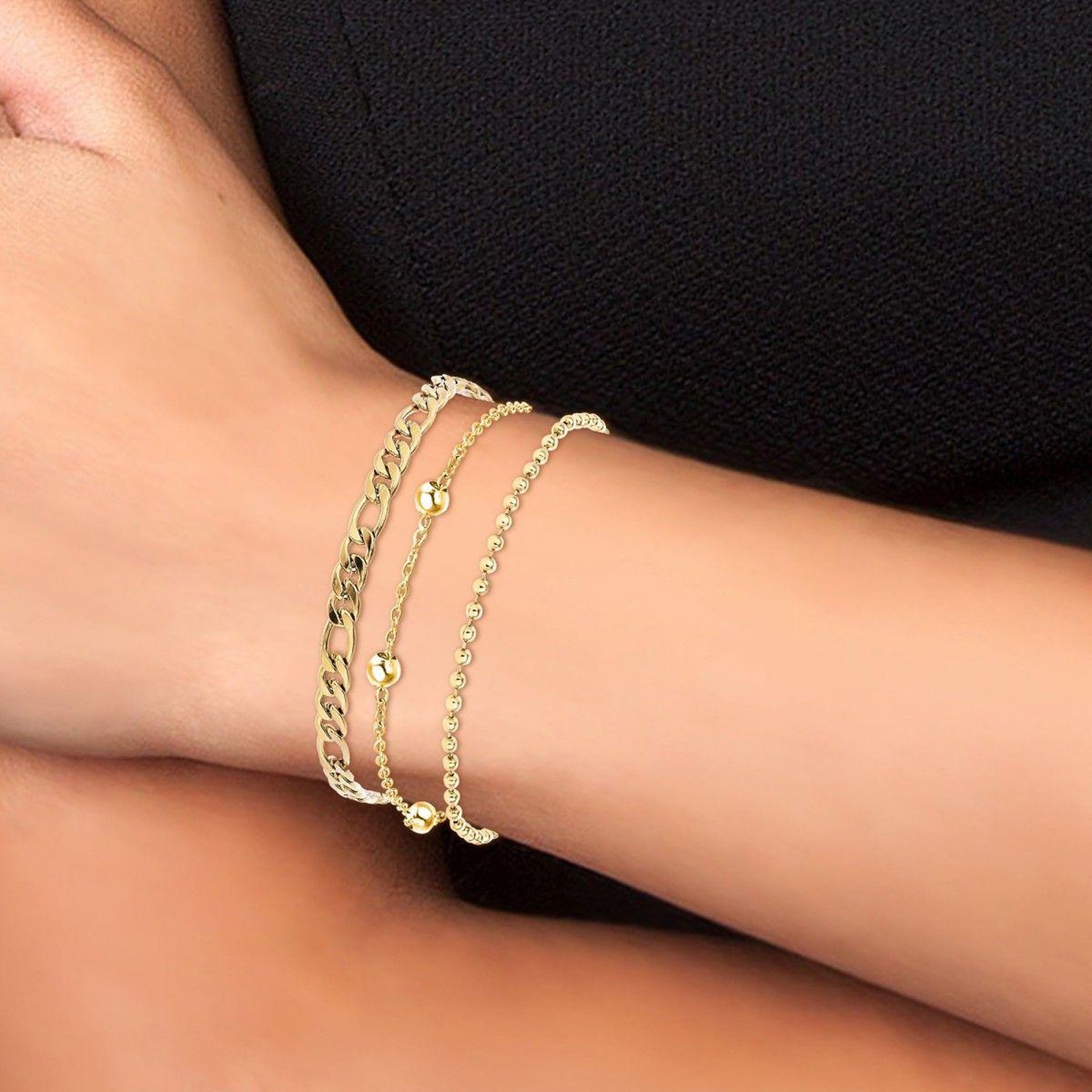 Voir la diapositive 2 : SC BOHEME Lot de 3 bracelets SC Bohème en Acier Finement doré