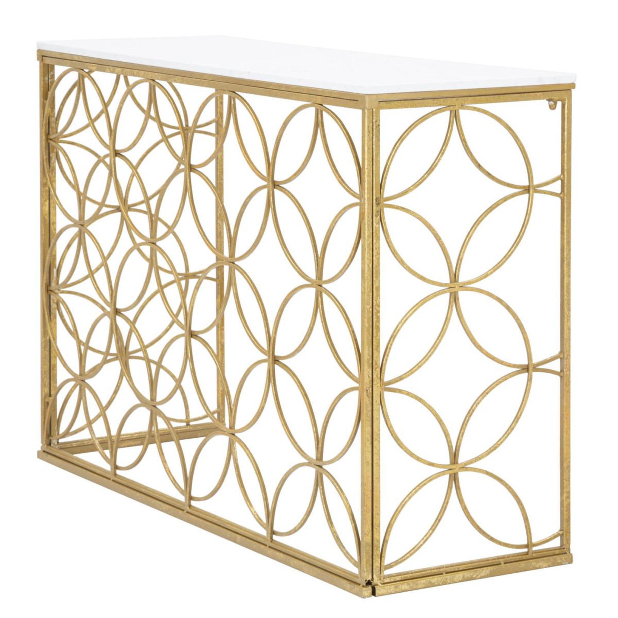 Voir la diapositive 4 : Paris Prix Console Design en Marbre  Star  120cm Blanc & Or