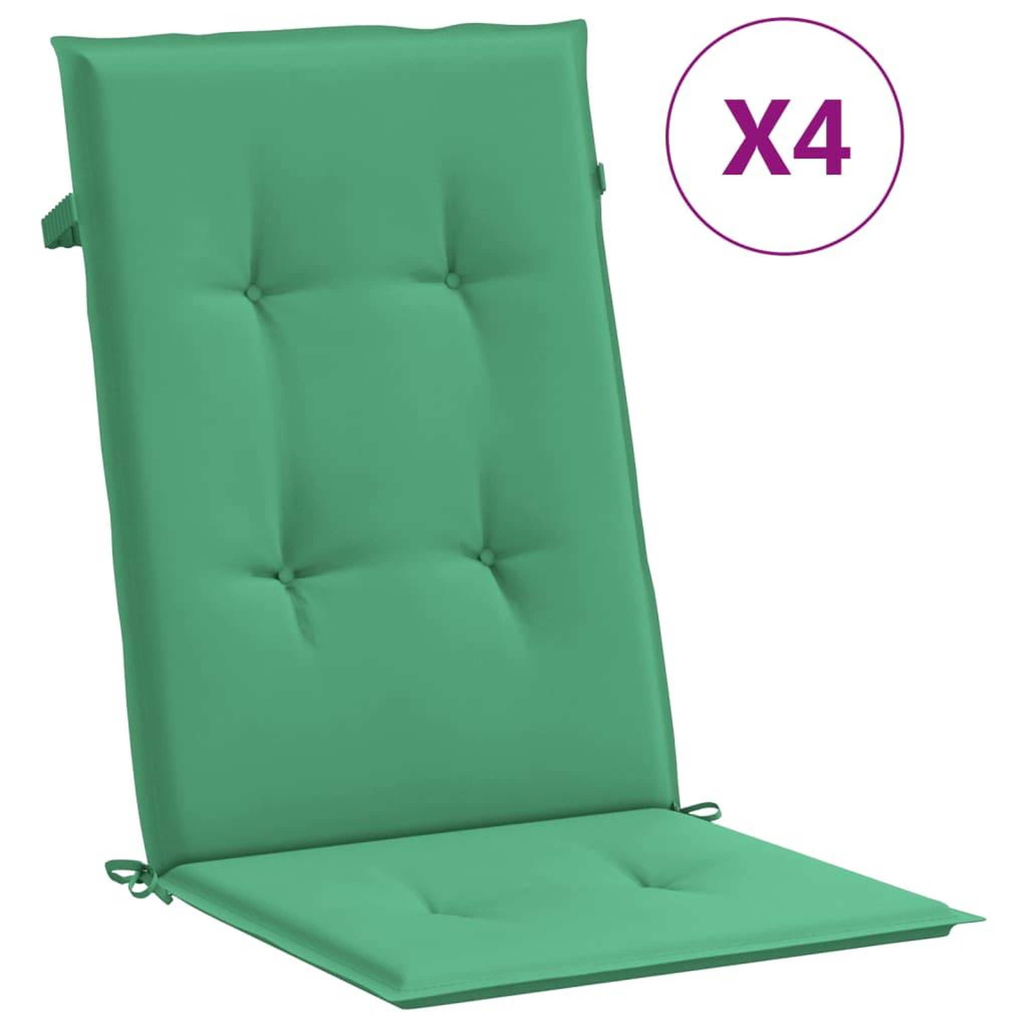 Voir la diapositive 2 : VIDAXL Coussins de chaise de jardin a dossier haut lot de 4 vert tissu