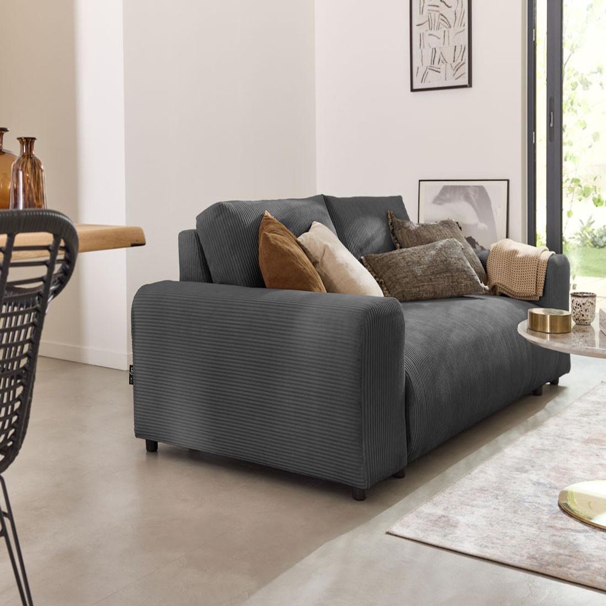 LISA DESIGN Garance - canapé droit 3 places - en velours côtelé