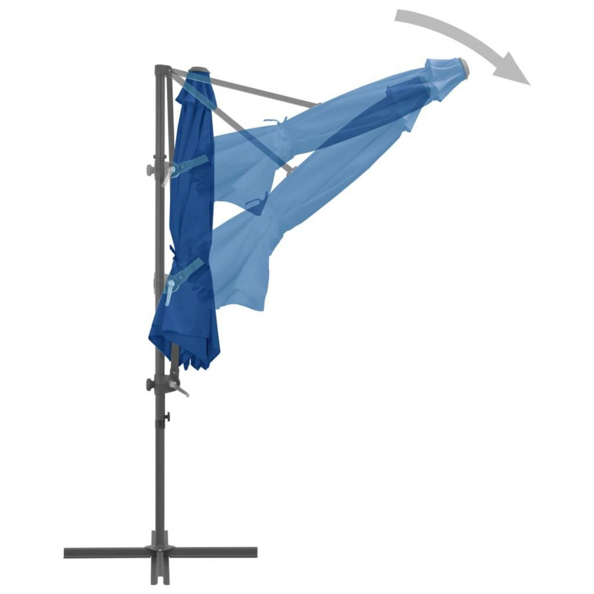 VIDAXL Parasol de jardin en porte-a-faux avec mat en acier bleu azure