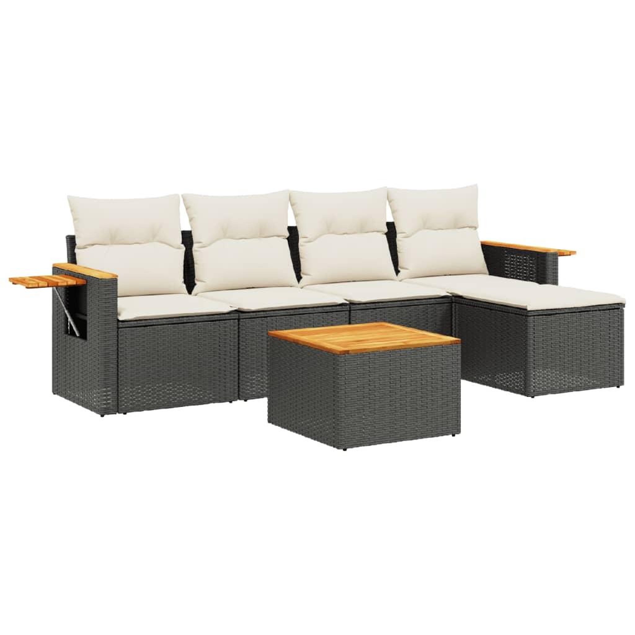 Voir la diapositive 2 : VIDAXL Salon de jardin 6 pcs avec coussins noir resine tressee