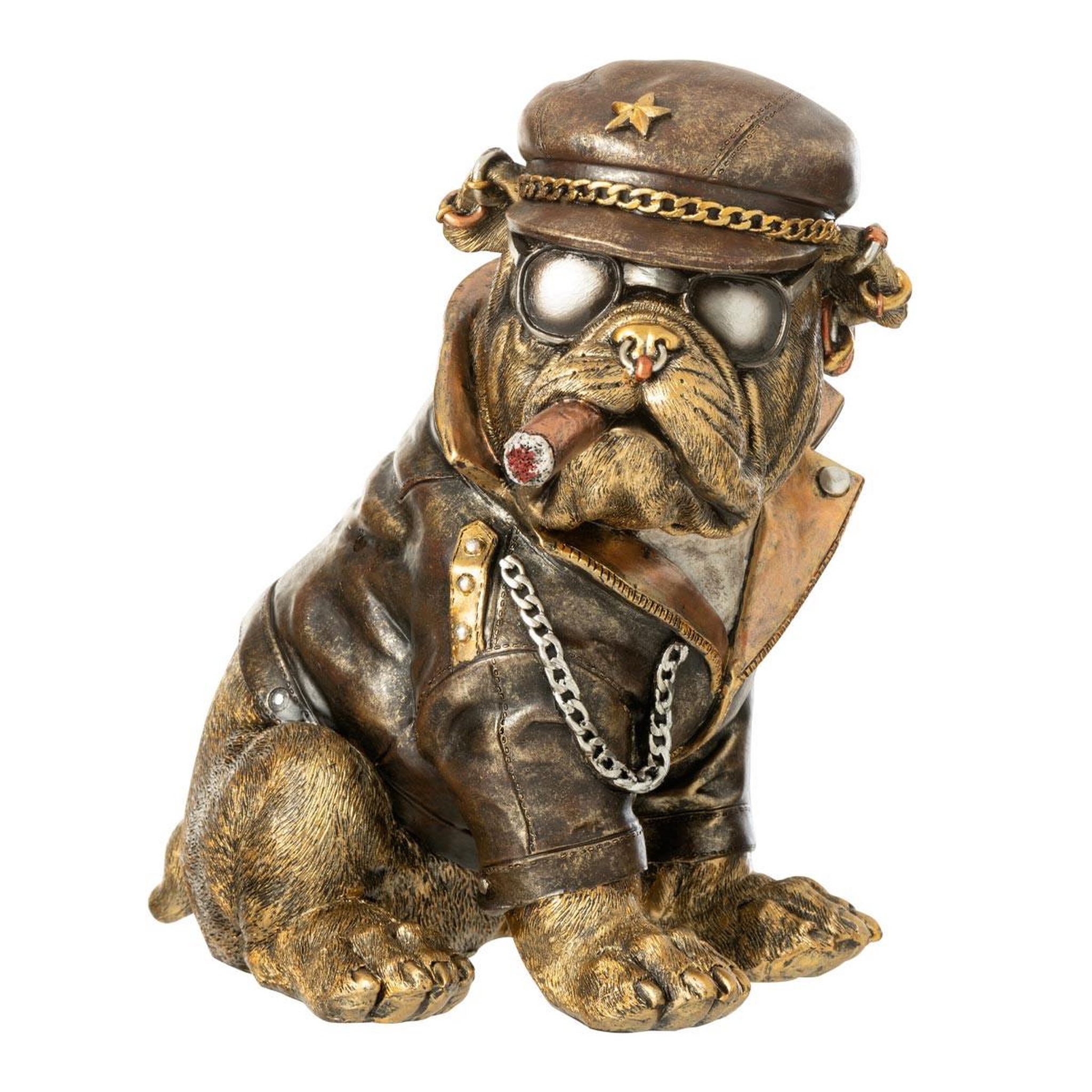 J-LINE Statuette bulldog à cigarette  trendy  22cm marron