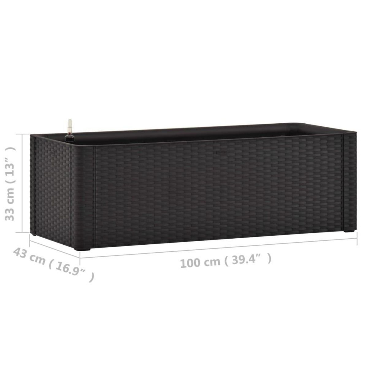 VIDAXL Lit sureleve de jardin systeme arrosage Anthracite 100x43x33 cm