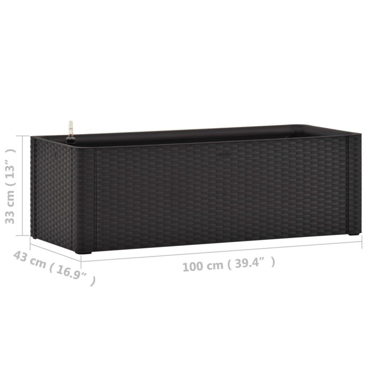 VIDAXL Lit sureleve de jardin systeme arrosage Anthracite 100x43x33 cm