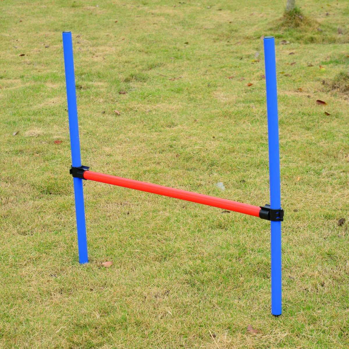 PAWHUT Agility sport pour chiens équipement complet obstacles et entrainement 11 pièces avec sac de transport acier rouge et bleu