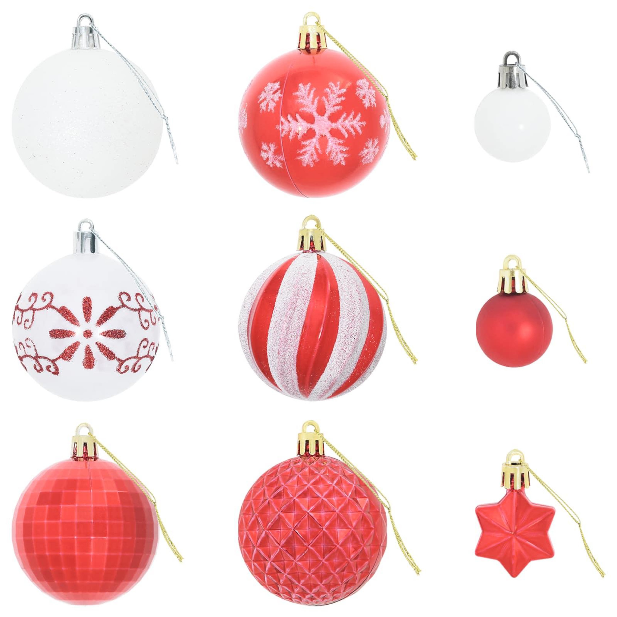 Voir la diapositive 5 : VIDAXL Ensemble de boules de Noël 88 pc Rouge et Blanc Diam. 6 cm