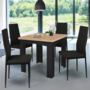 Voir la diapositive 4 : ID MARKET Table à manger extensible rectangle DONA 4-8 personnes noire plateau façon hêtre 80-160 cm