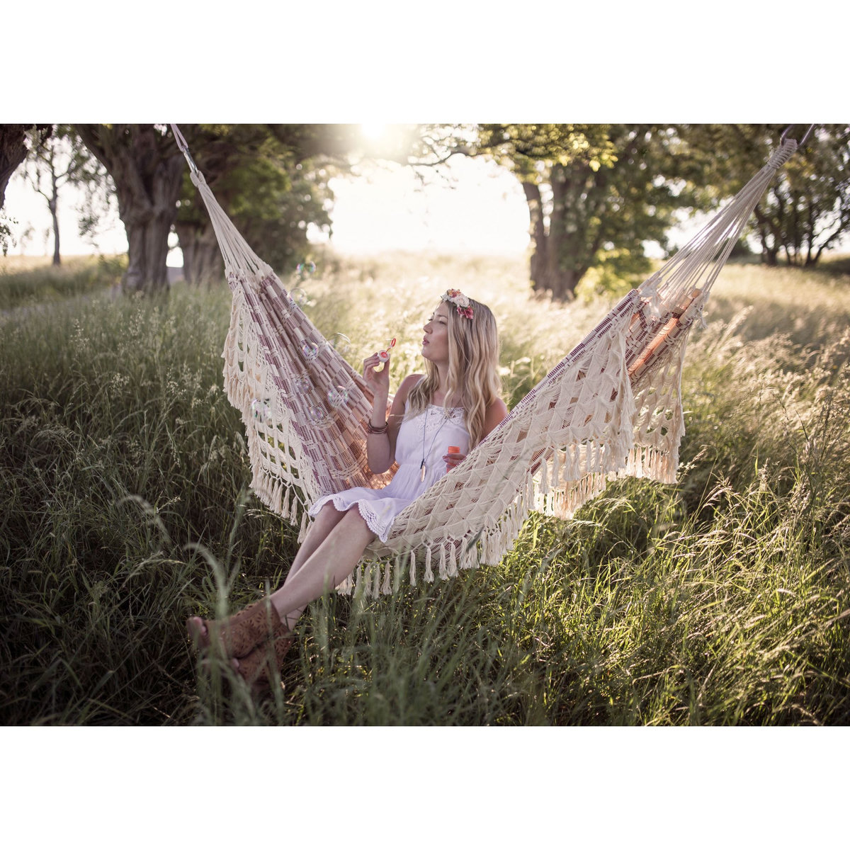 Hamac 2 personnes 250x150cm coton bordeaux RIO