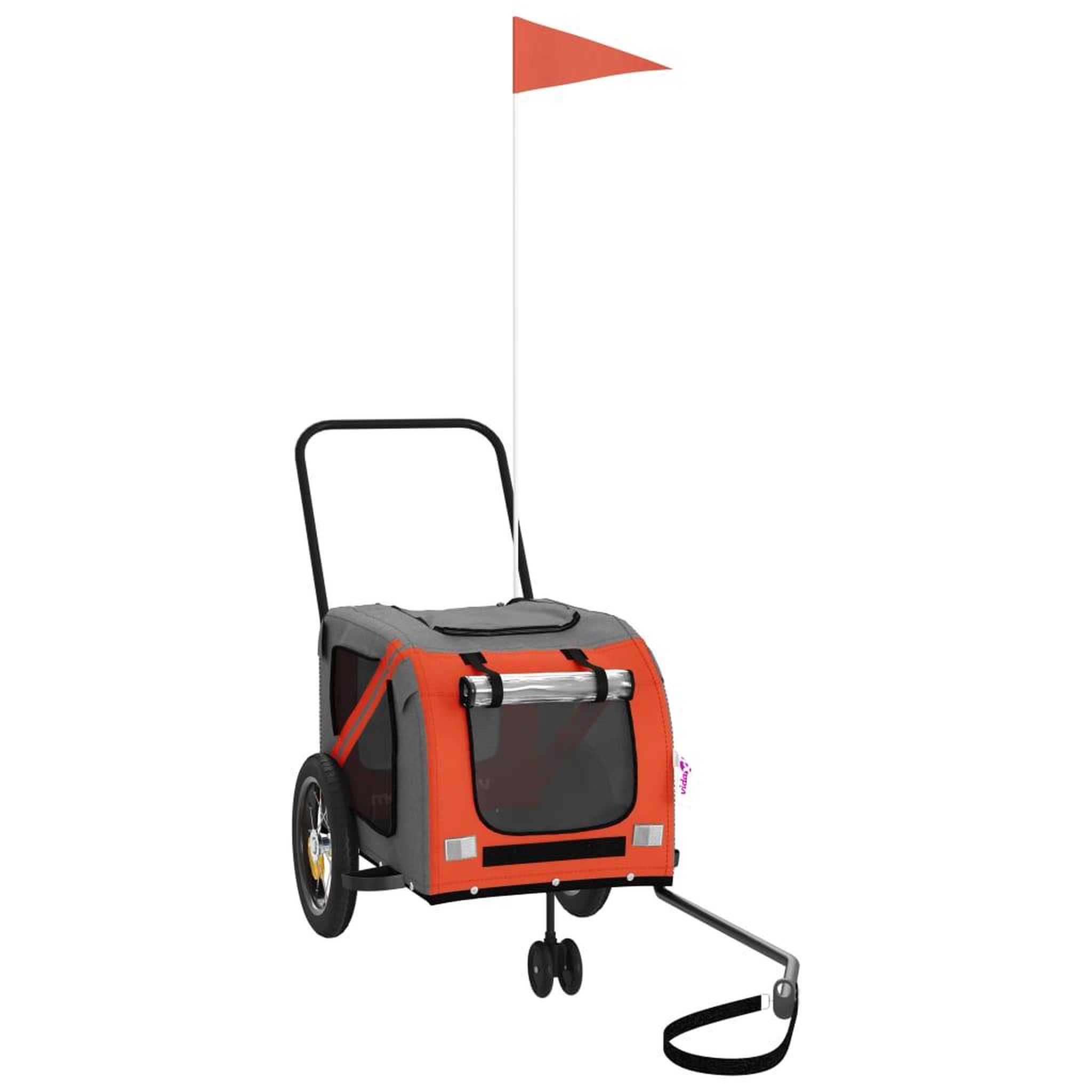 Voir la diapositive 2 : VIDAXL Remorque de velo pour animaux de compagnie orange et noir
