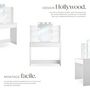 Voir la diapositive 3 : tectake Coiffeuse avec miroir style hollywoodien blanc
