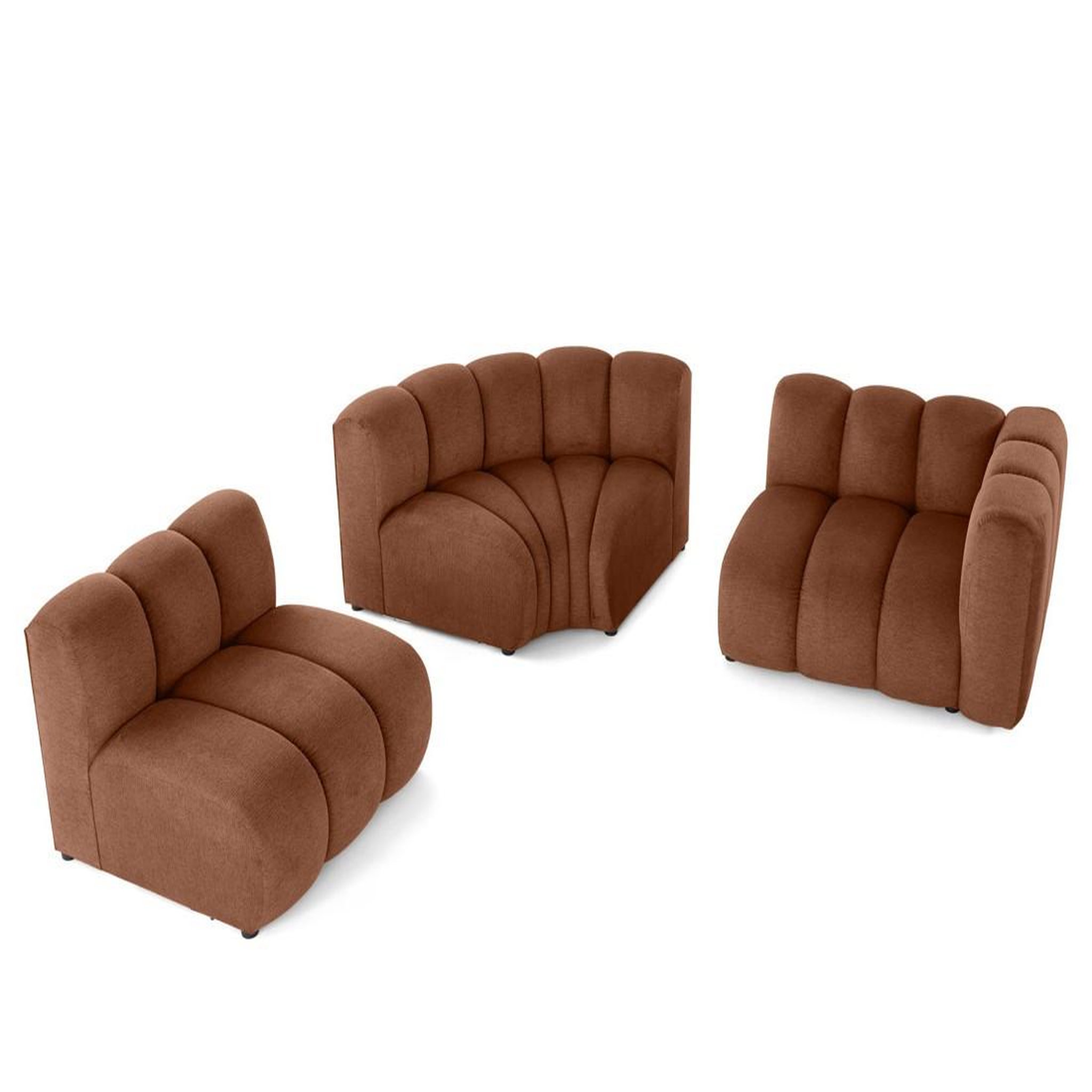 Voir la diapositive 2 : LISA DESIGN Debbie - canapé modulable d'angle gauche 4 places avec accoudoir en tissu texturé