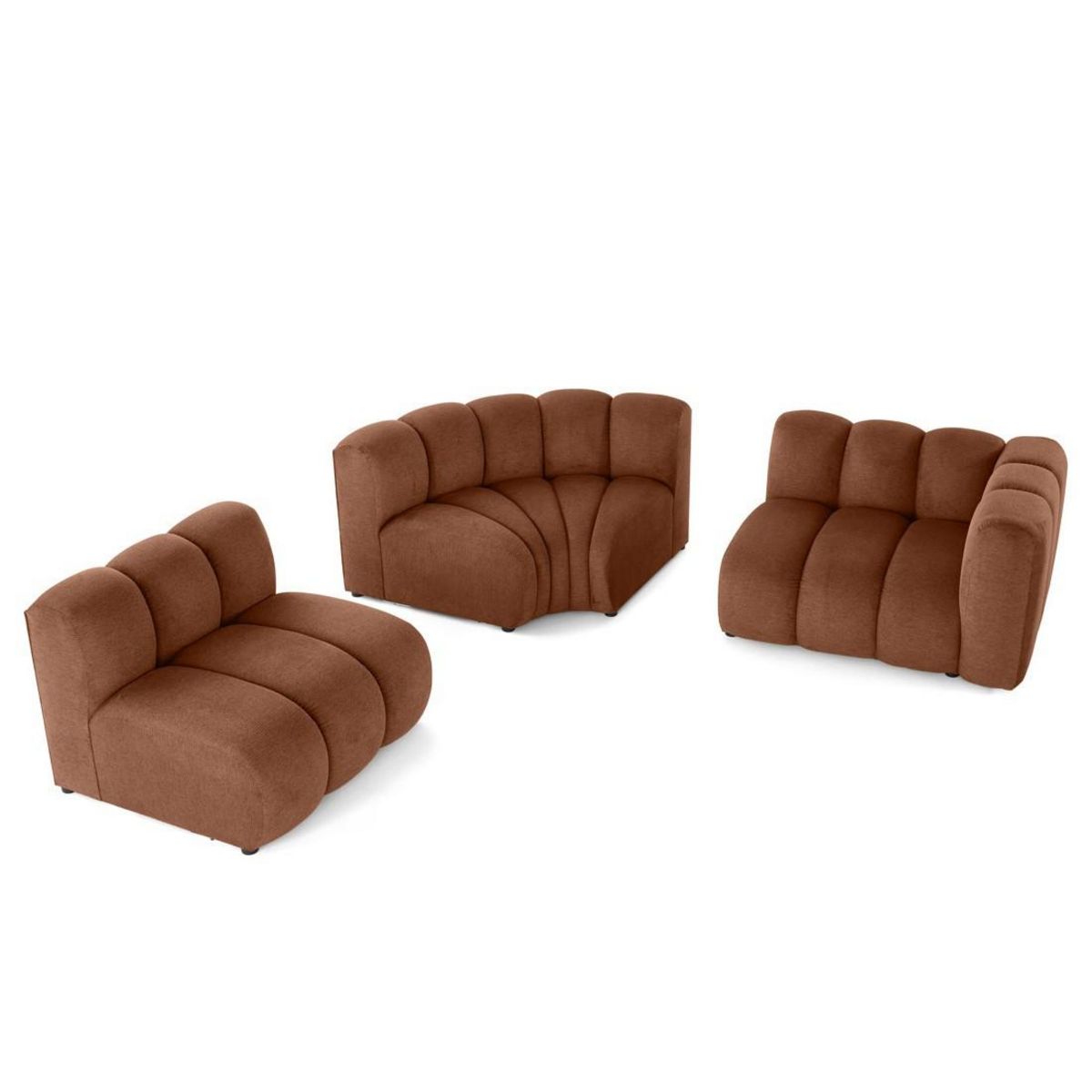 LISA DESIGN Debbie - canapé modulable d'angle gauche 4 places avec accoudoir en tissu texturé