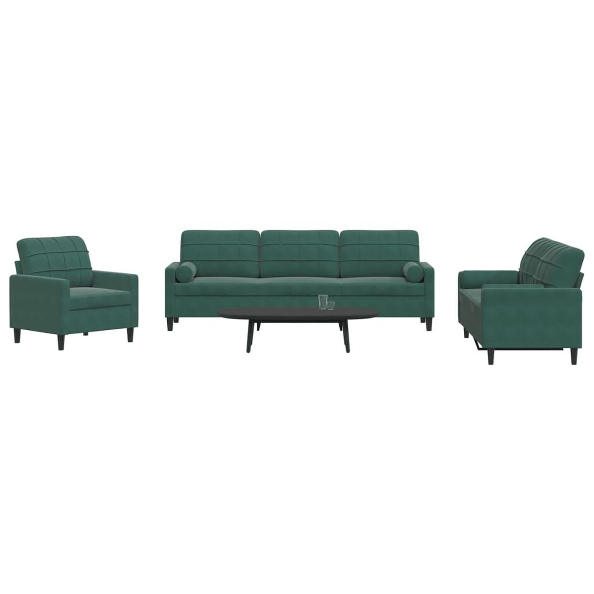 VIDAXL Ensemble de canapes 3 pcs avec coussins et traversins velours