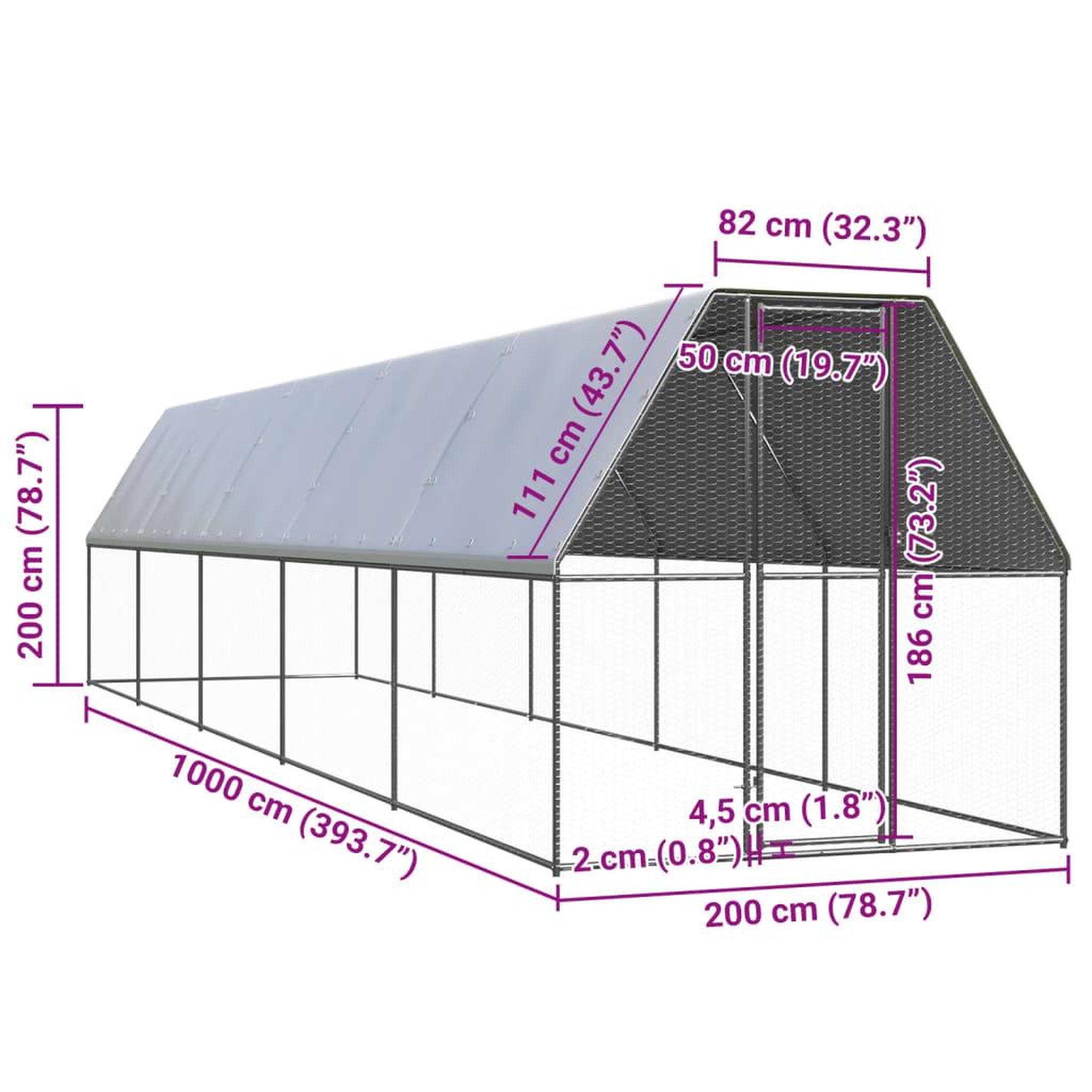 Voir la diapositive 5 : VIDAXL Poulailler d'exterieur 2x10x2 m Acier galvanise