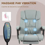 Voir la diapositive 6 : VINSETTO Fauteuil de bureau direction massant inclinable réglable - repose-pieds rétractable intégré - acier noir PU gris