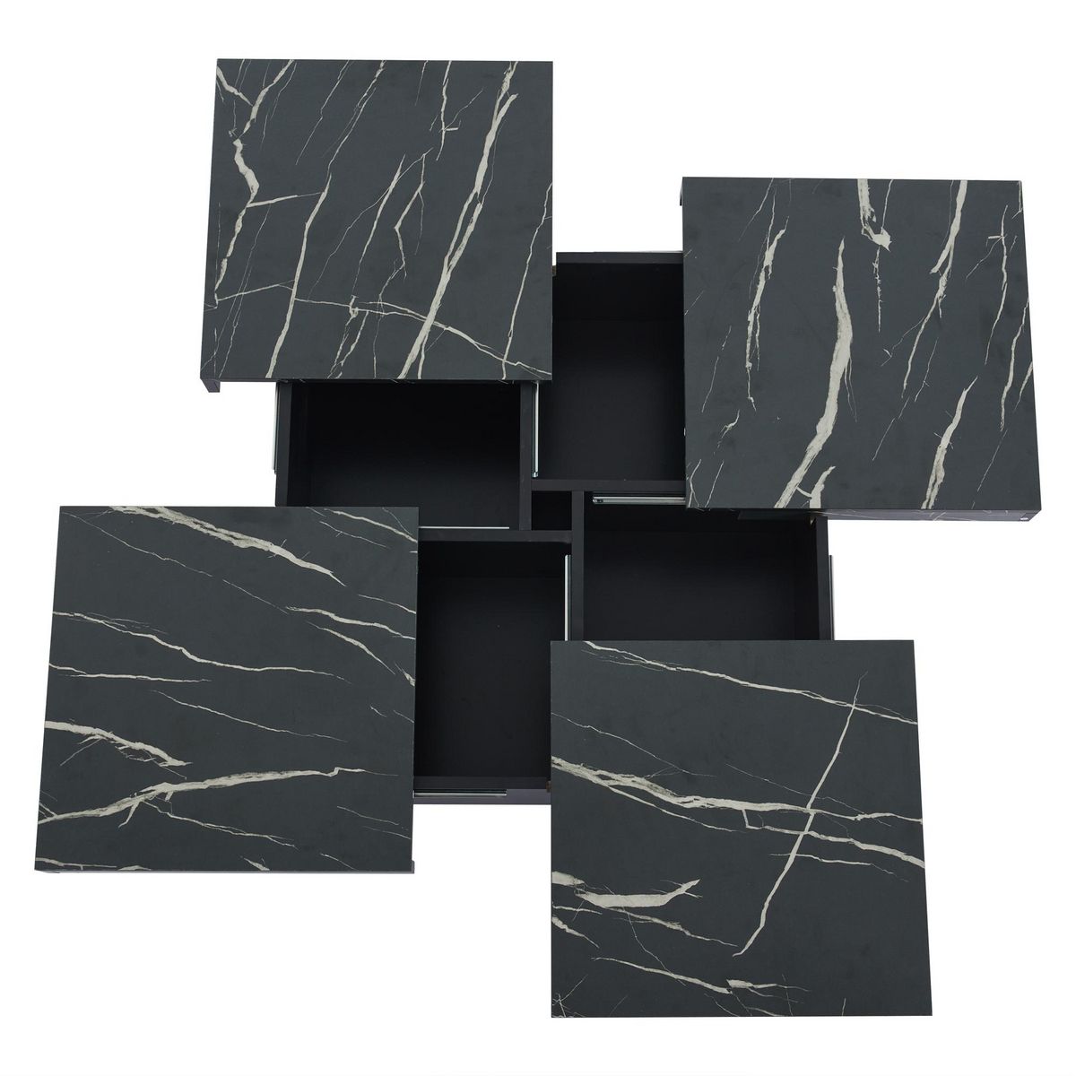 MERAX Table Basse Avec 4 Compartiments En Carré 90 X 90 X 25 Cm Noir