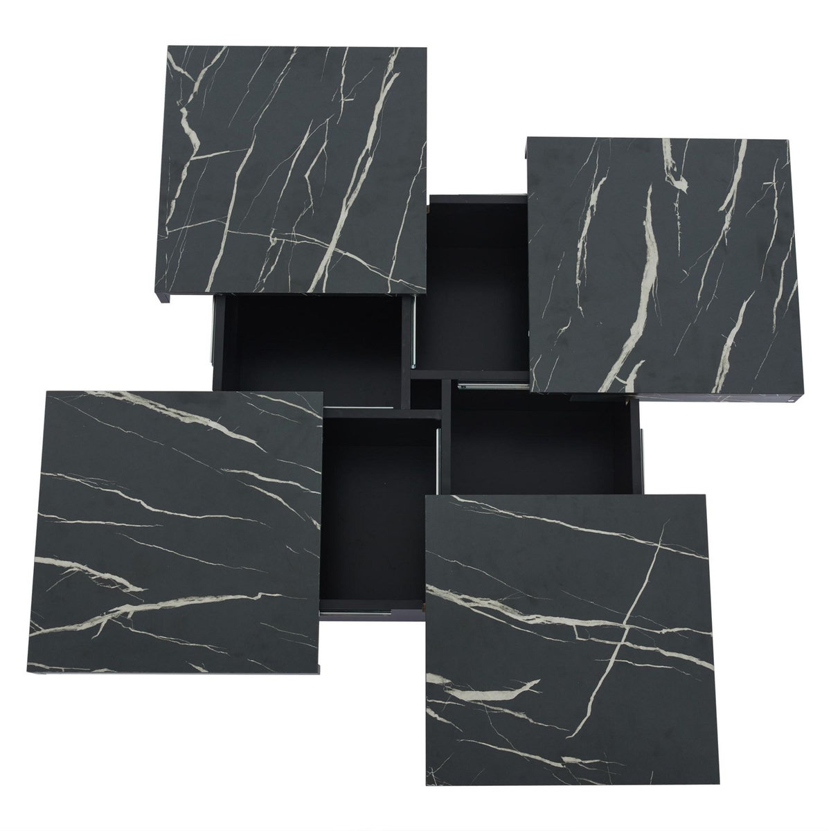 MERAX Table Basse Avec 4 Compartiments En Carré 90 X 90 X 25 Cm Noir