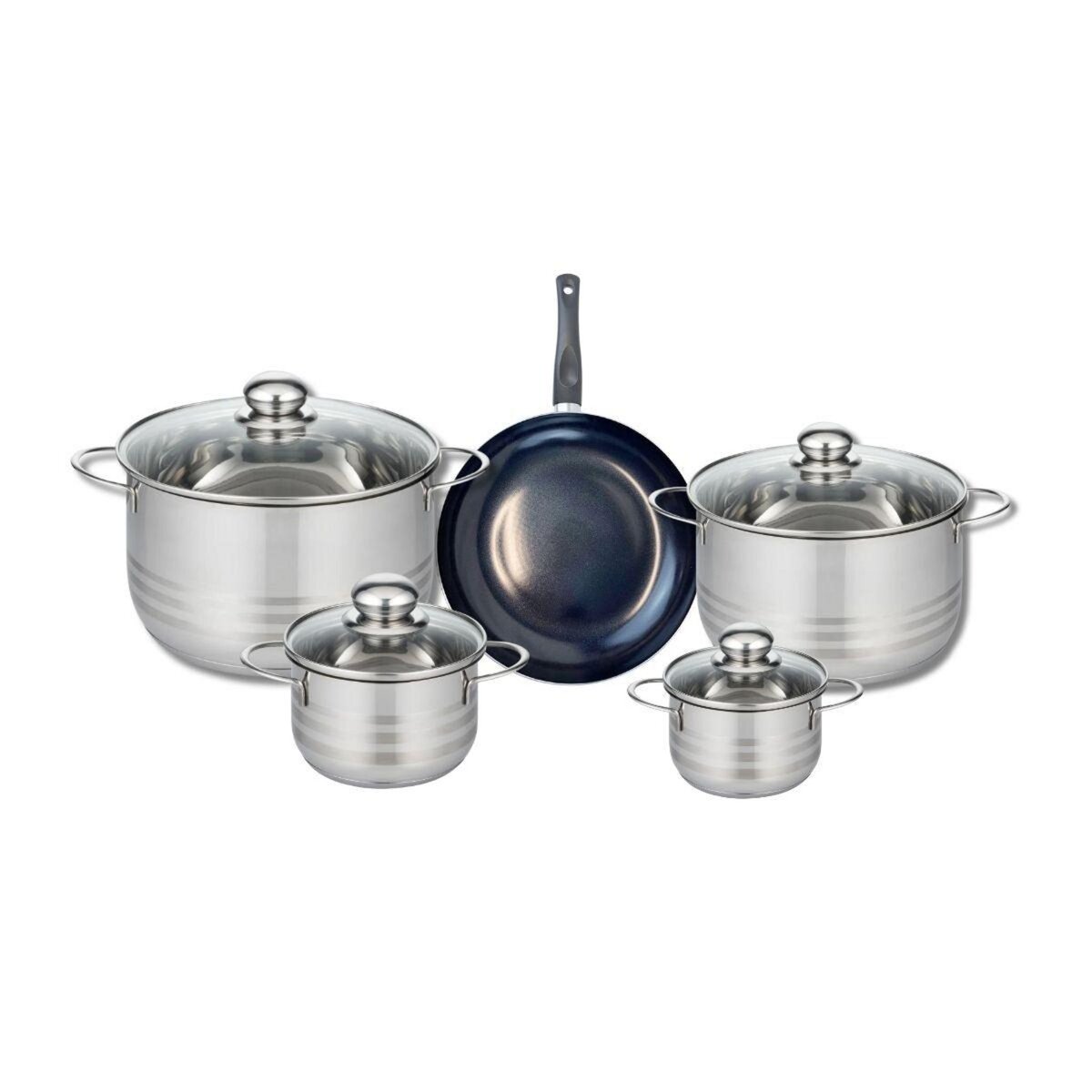 ELO Ensemble de 1 Poêle de cuisson 20 cm et 4 faitouts 12, 14, 20 et 24 cm Elo Prima Brillant