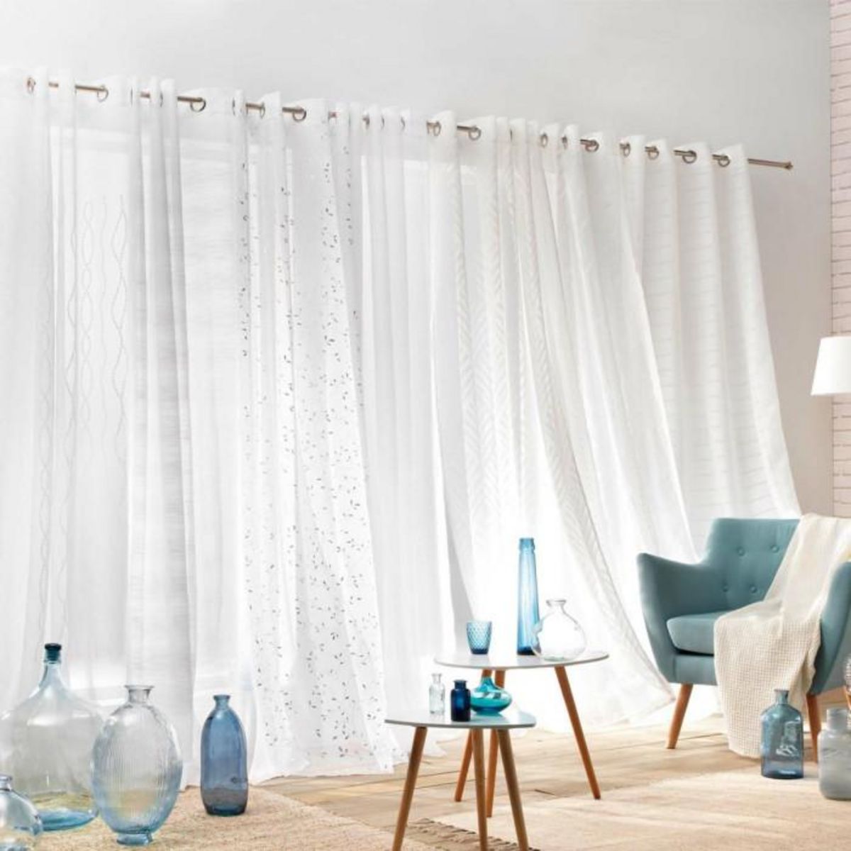 Paris Prix Rideau Voilage à Œillets  Floressia  140x240cm Blanc