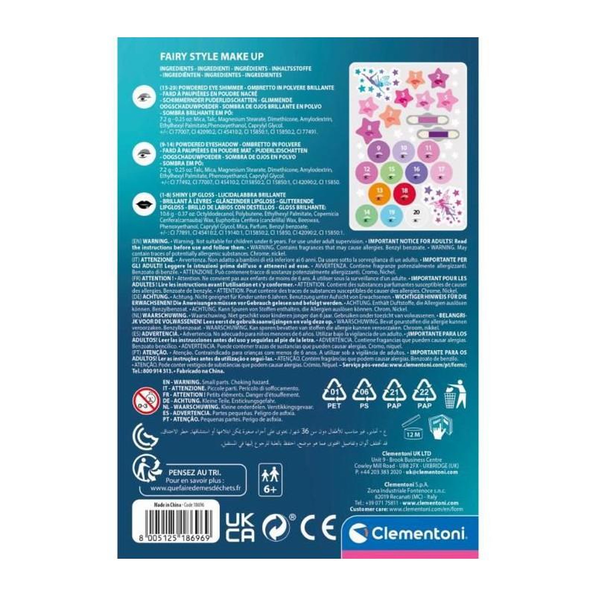Voir la diapositive 4 : CLEMENTONI Clementoni - Palette de maquillage Fairy Style - Crazy Chic - Coffret fille avec miroir intégré