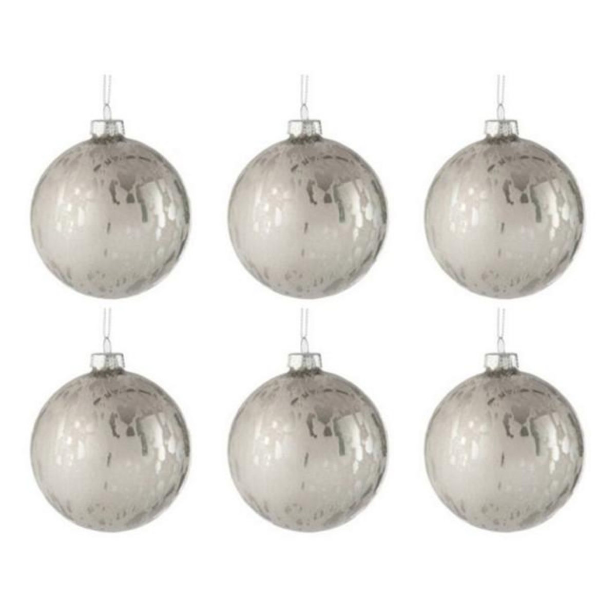 Paris Prix Lot de 6 Boules de Noël  Brillant  8cm Argent