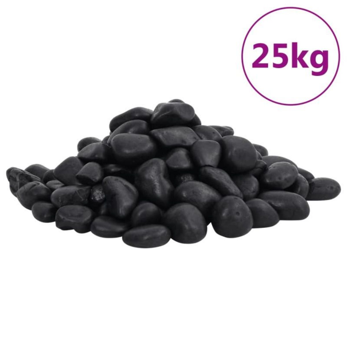 VIDAXL Galets polis 25 kg noir 2 5 cm