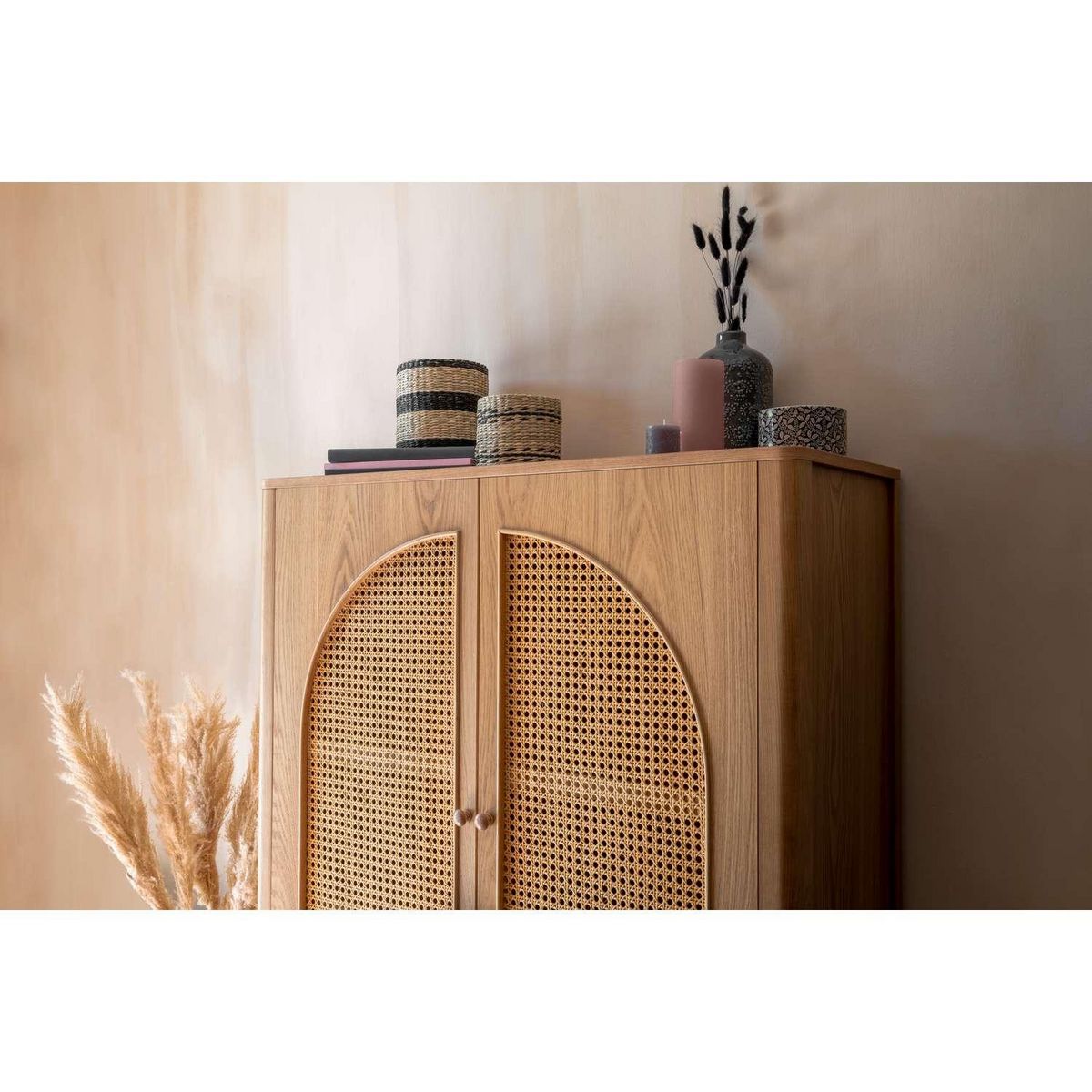 ATMOSPHERA Armoire 2 portes en cannage TIRIA - Marron