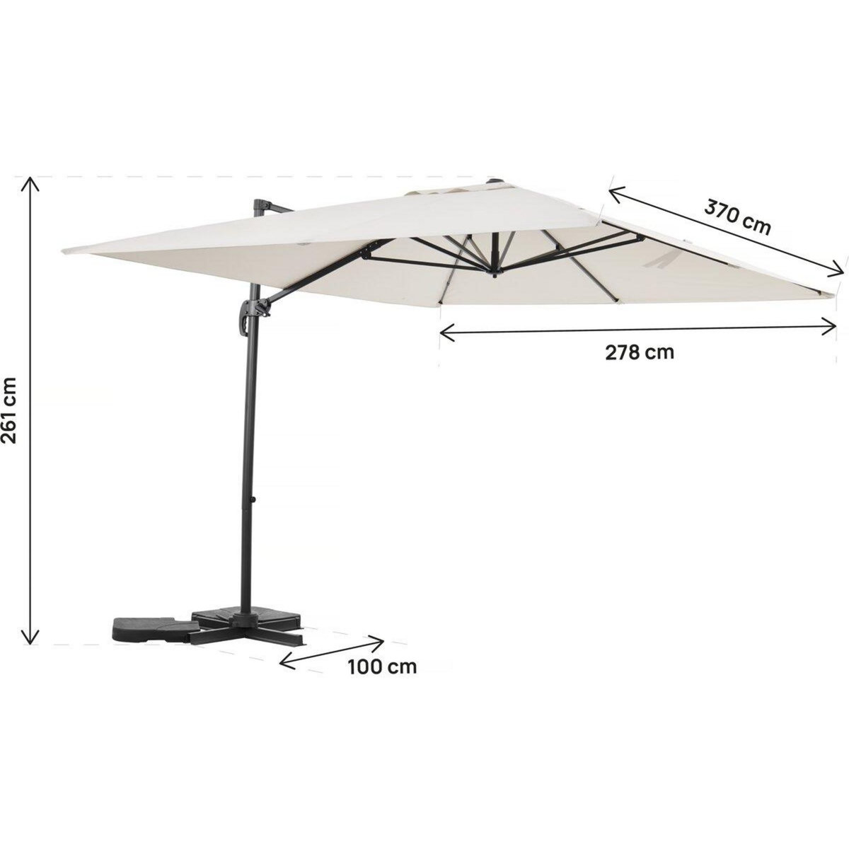 Habitat et Jardin Parasol jardin déporté en aluminium  Sky 4  - 3 x 4 m - Ecru - Avec housse